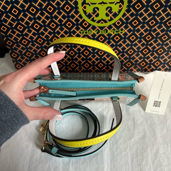 Tory Burch Blake Clear Mini Tote Bag Clear Blue Green - Picture 5 of 9